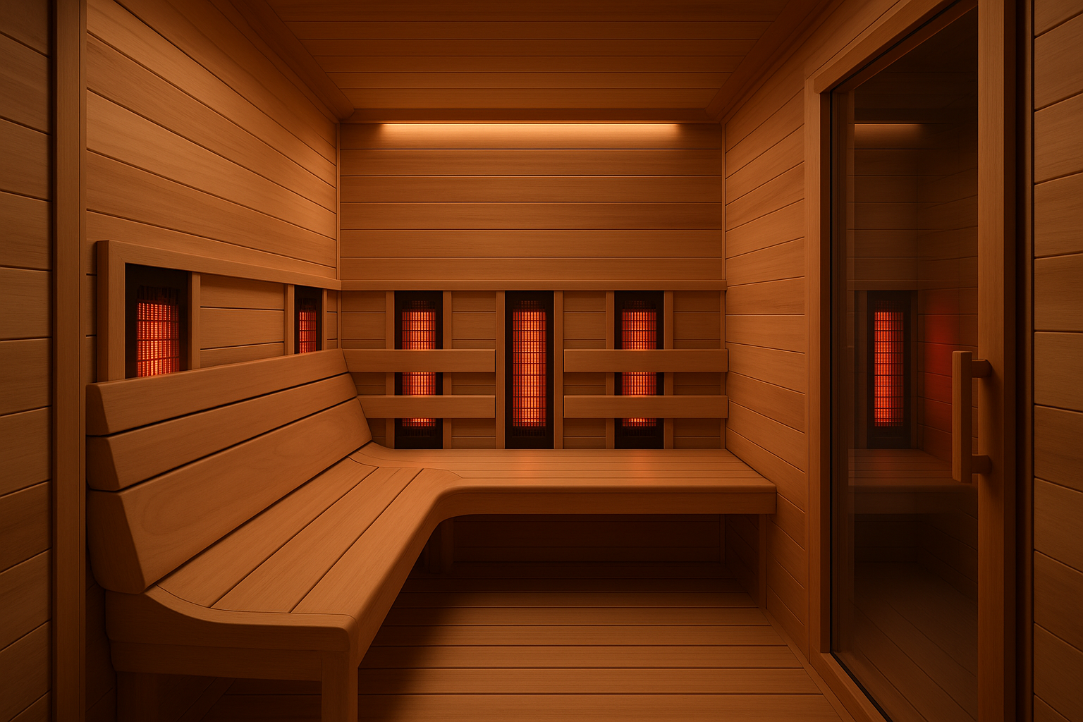 inside view of a luxurious 3 person infrared sauna